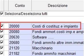 Funzione selezione/deselezione di uno o più conti