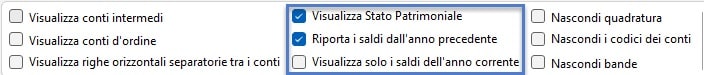 Opzione di visualizzazione selezionate