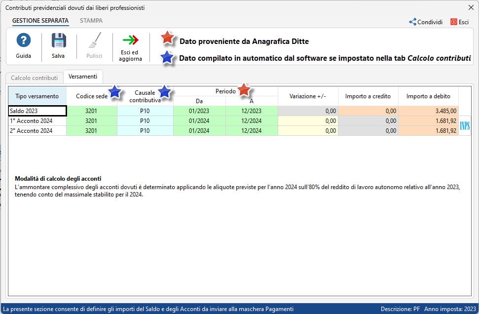 Campi compilati in automatico dalla procedura