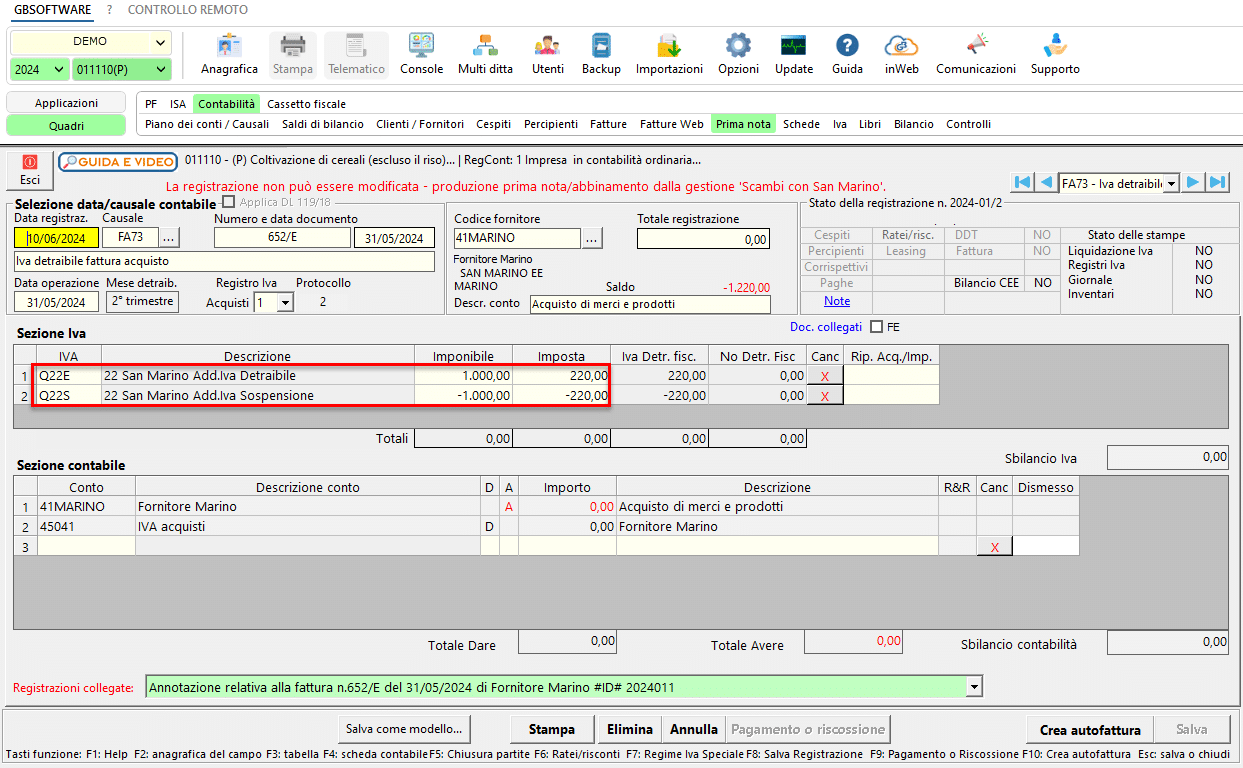 Imposta detraibile in Sezione Iva