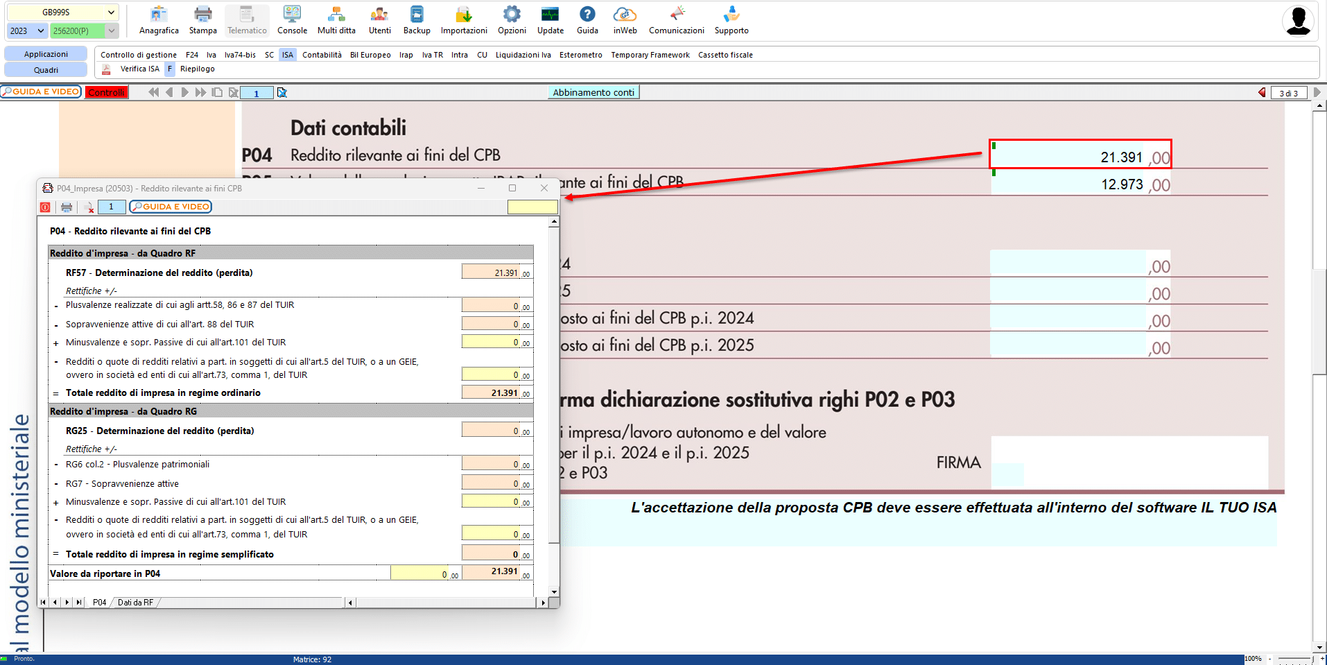 Campi Dati contabili proposti in automatico