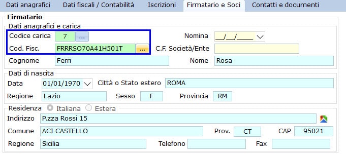 Codice carica abbinato