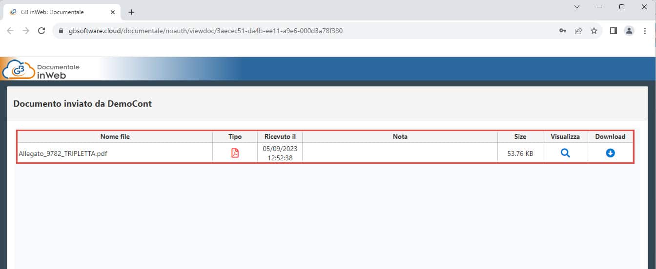 Documento inviato GBinWeb
