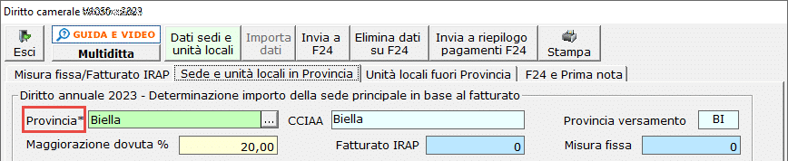 Con forzatura * vicino a provincia