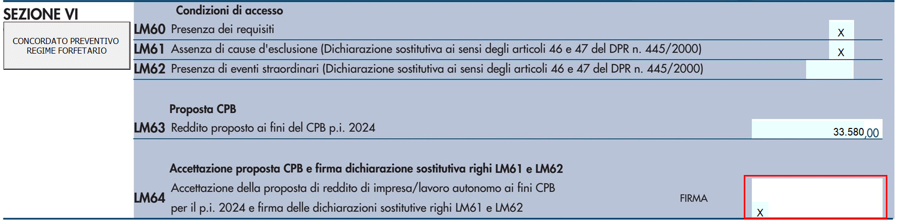 Sezione VI compilata e check in LM64