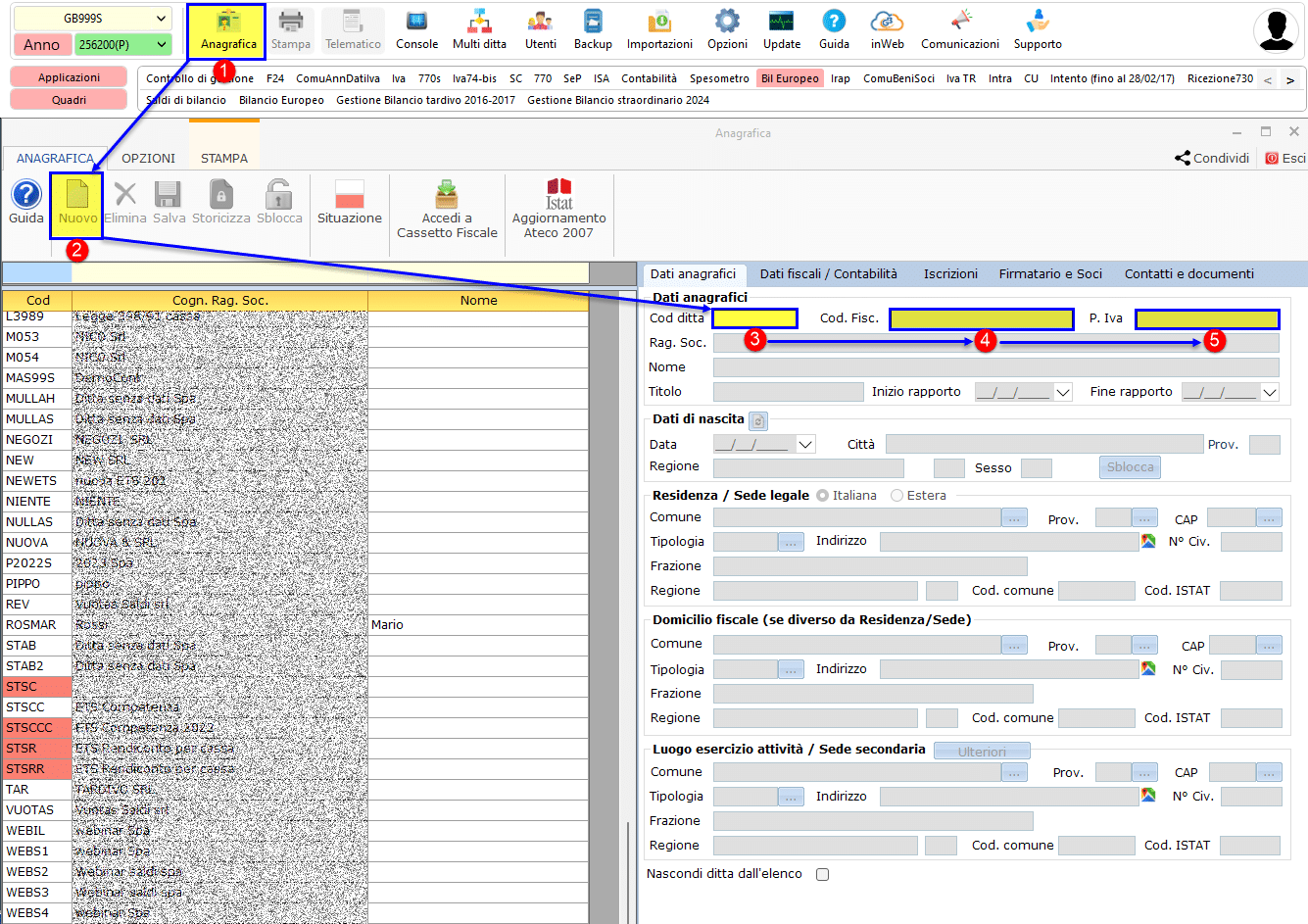 Procedura inserimento anagrafica