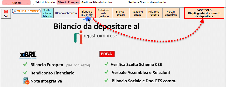 Bilancio e N.I. in XBRL - Fascicolo Riepilogo dei documenti da depositare