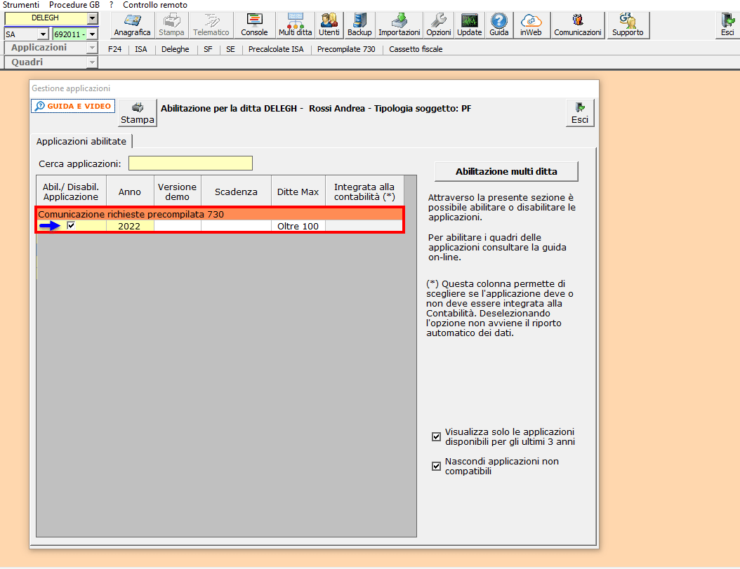 Abilitazione Precompilate 730 2023