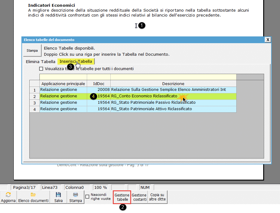 Procedura inserimento tabella