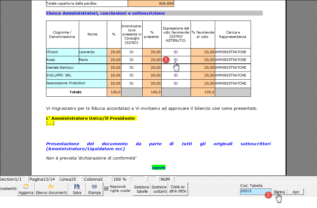 Procedura eliminazione tabella