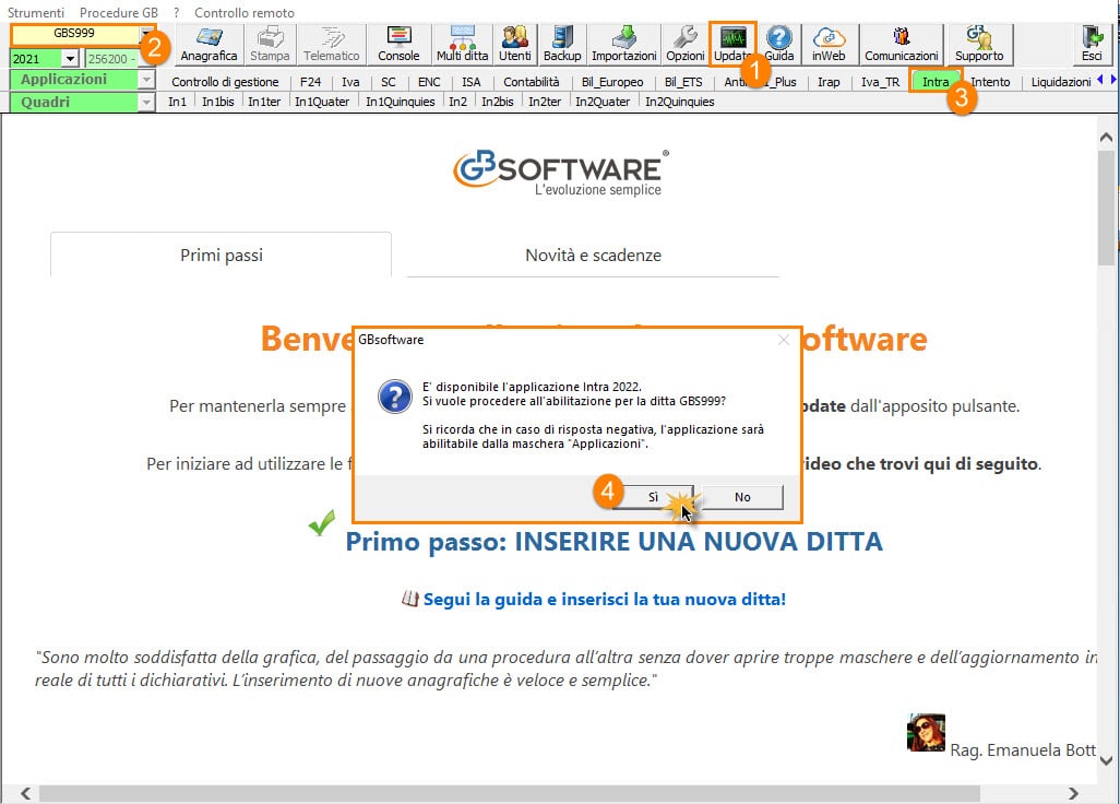 Messaggio abilitazione Intra 2022