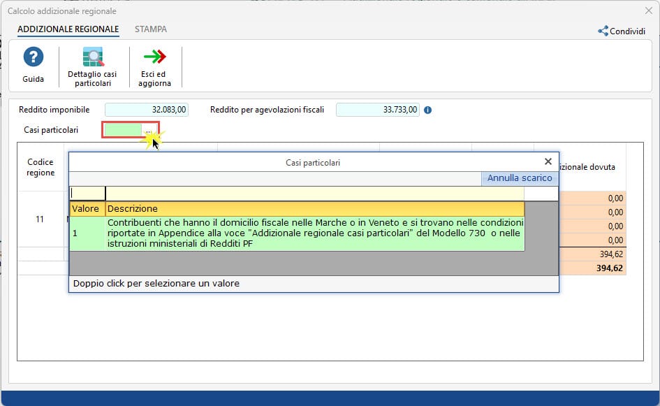 Aggiunta casi particolari ad addizionale regionale