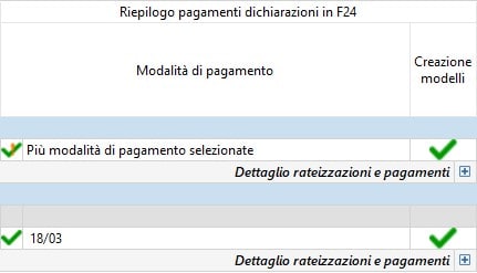 Dettaglio delle operazioni effettuate in "Riepilogo pagamenti dichiarazioni"