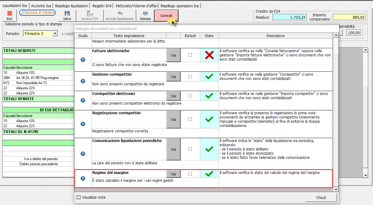 Dettaglio documenti non contabilizzati