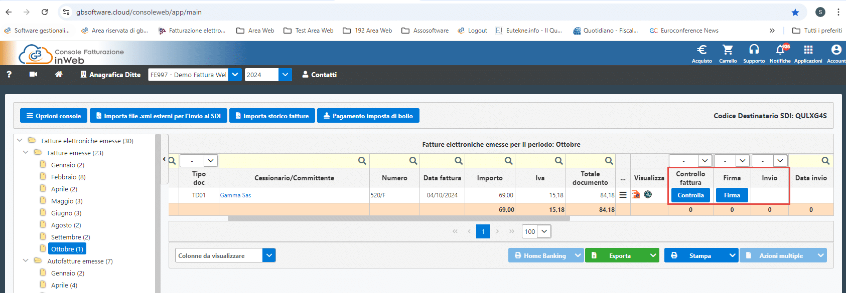 Controllo fattura e firma