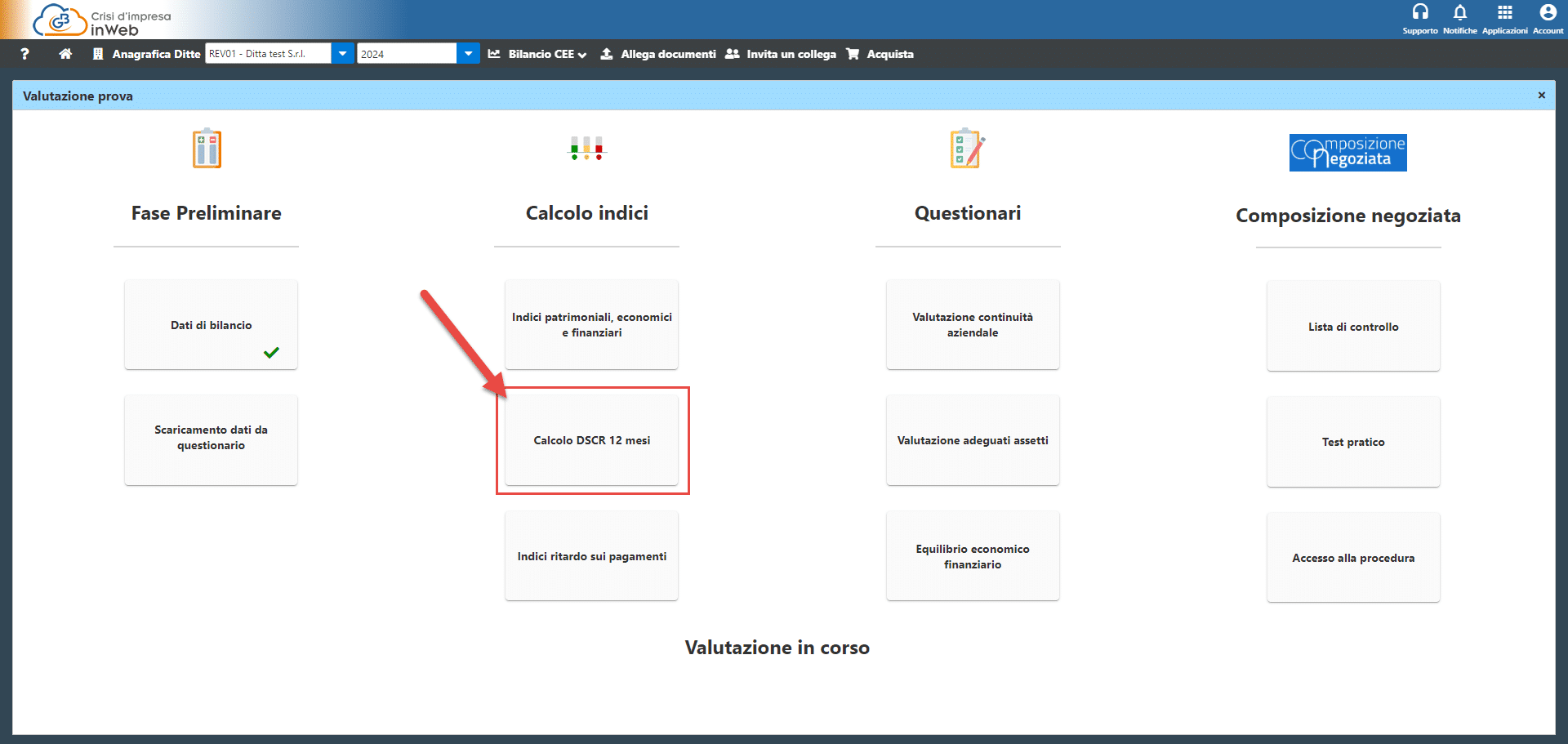 Calcolo DSCR 12 mesi in Calcolo indici