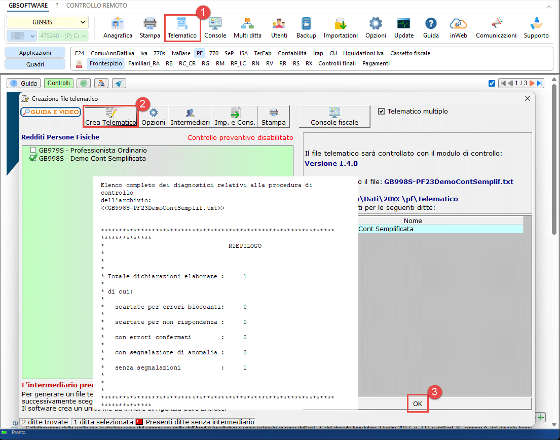 Procedura creazione e controllo file telematico