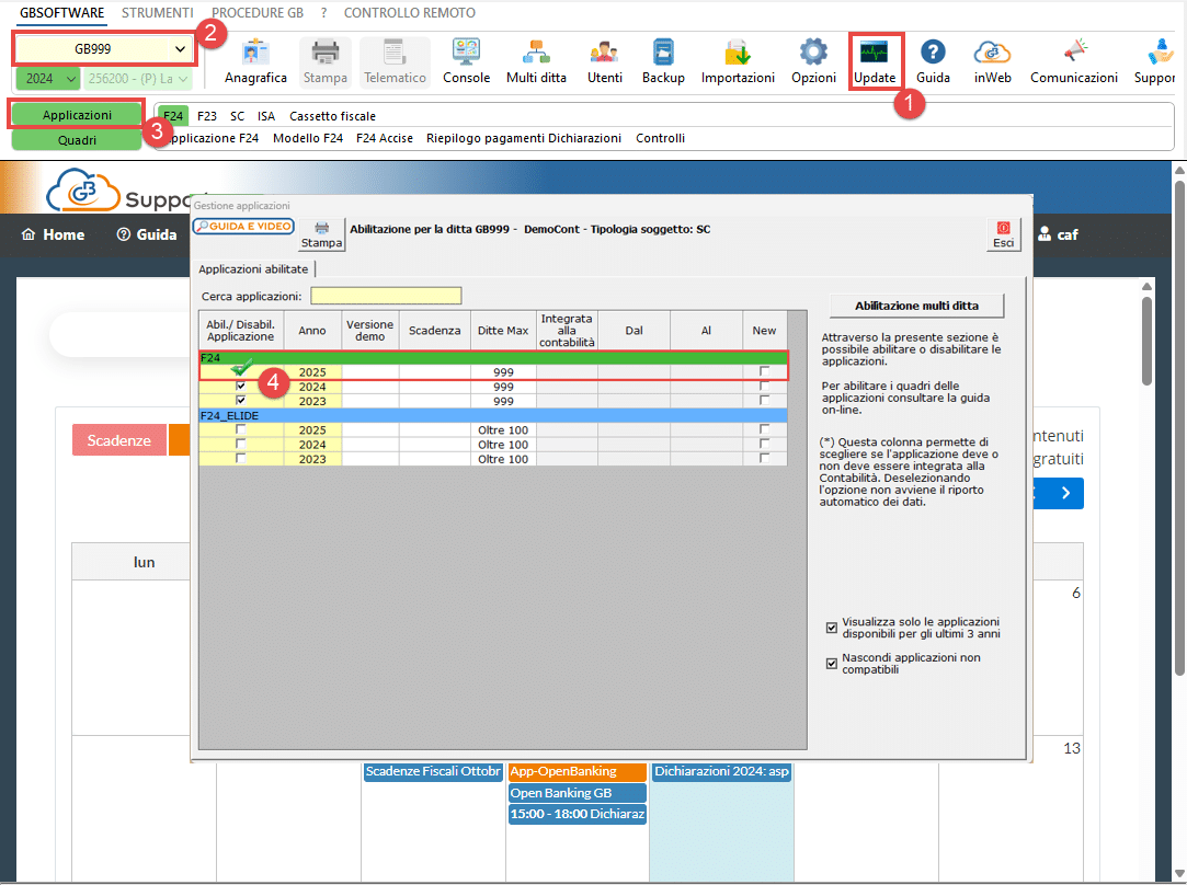 Procedura abilitazione applicazione F24 2025 singola