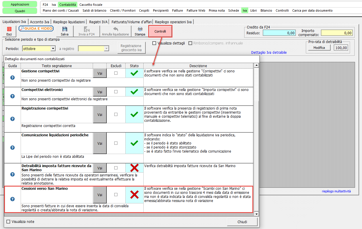 Controllo inserimento data di convalida regolarità o di abbinare la nota di variazione