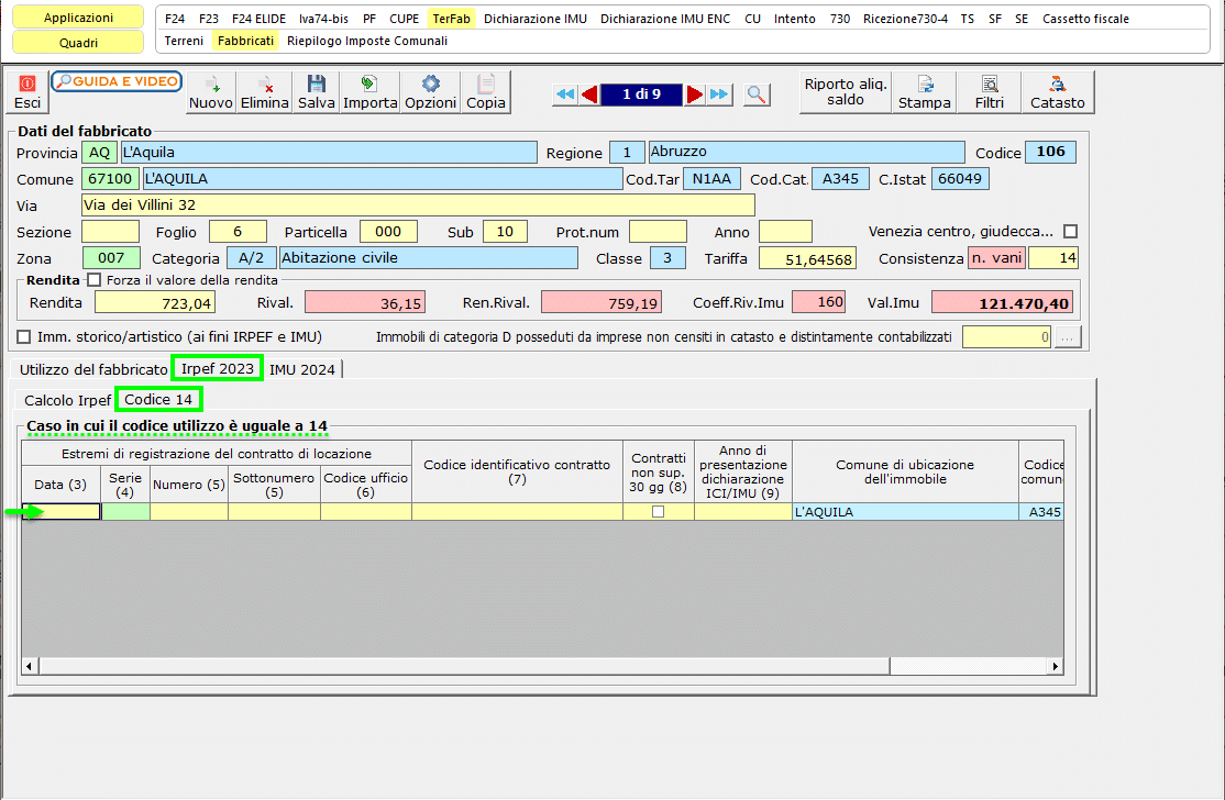 Irpef 2023, Codice 14, Data