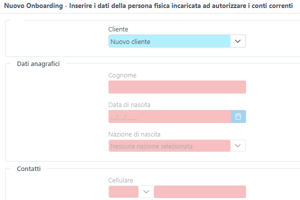 Procedura guidata di onboarding