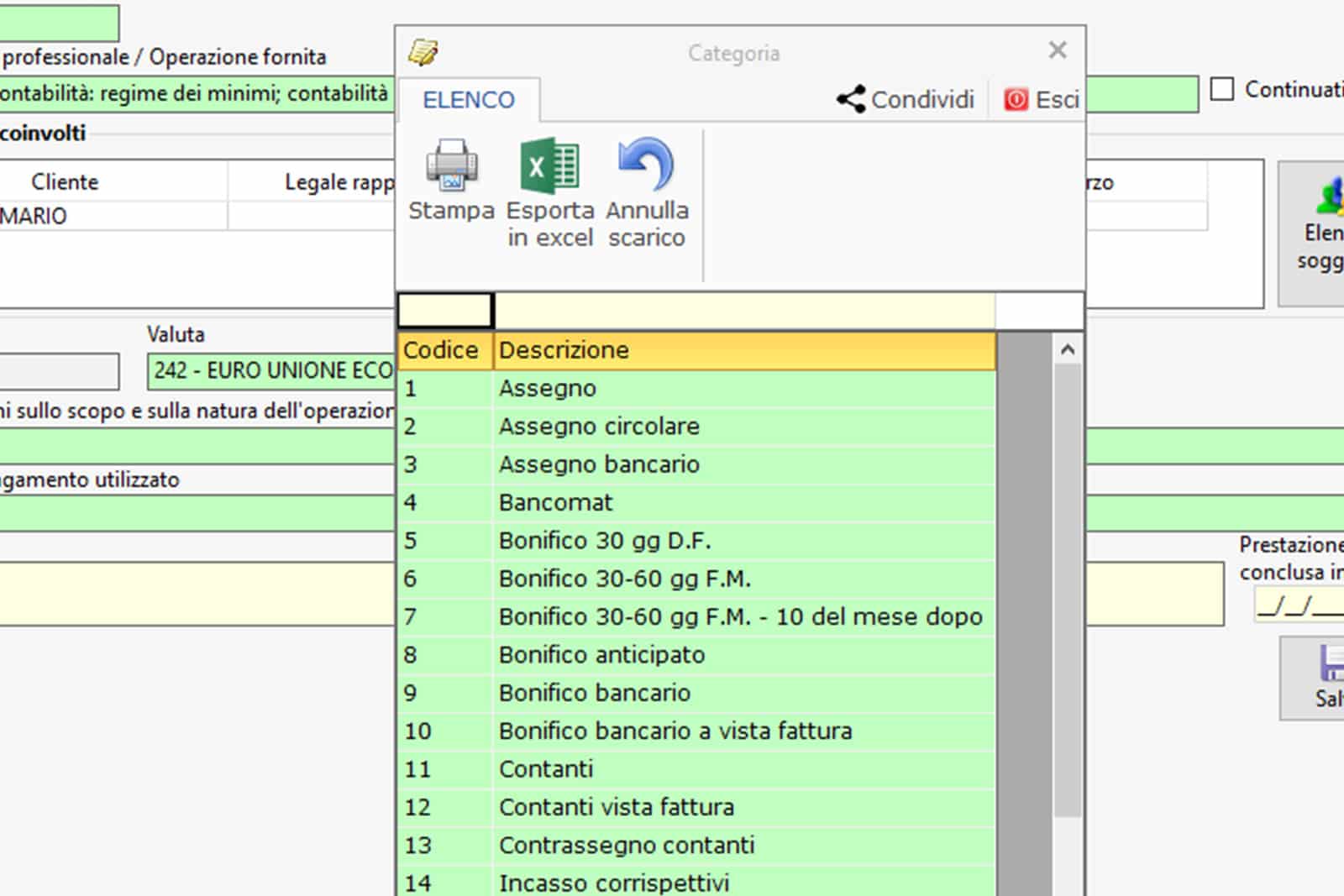 Software Antiriciclaggio - Prestazioni - Prestazione creata in automatico