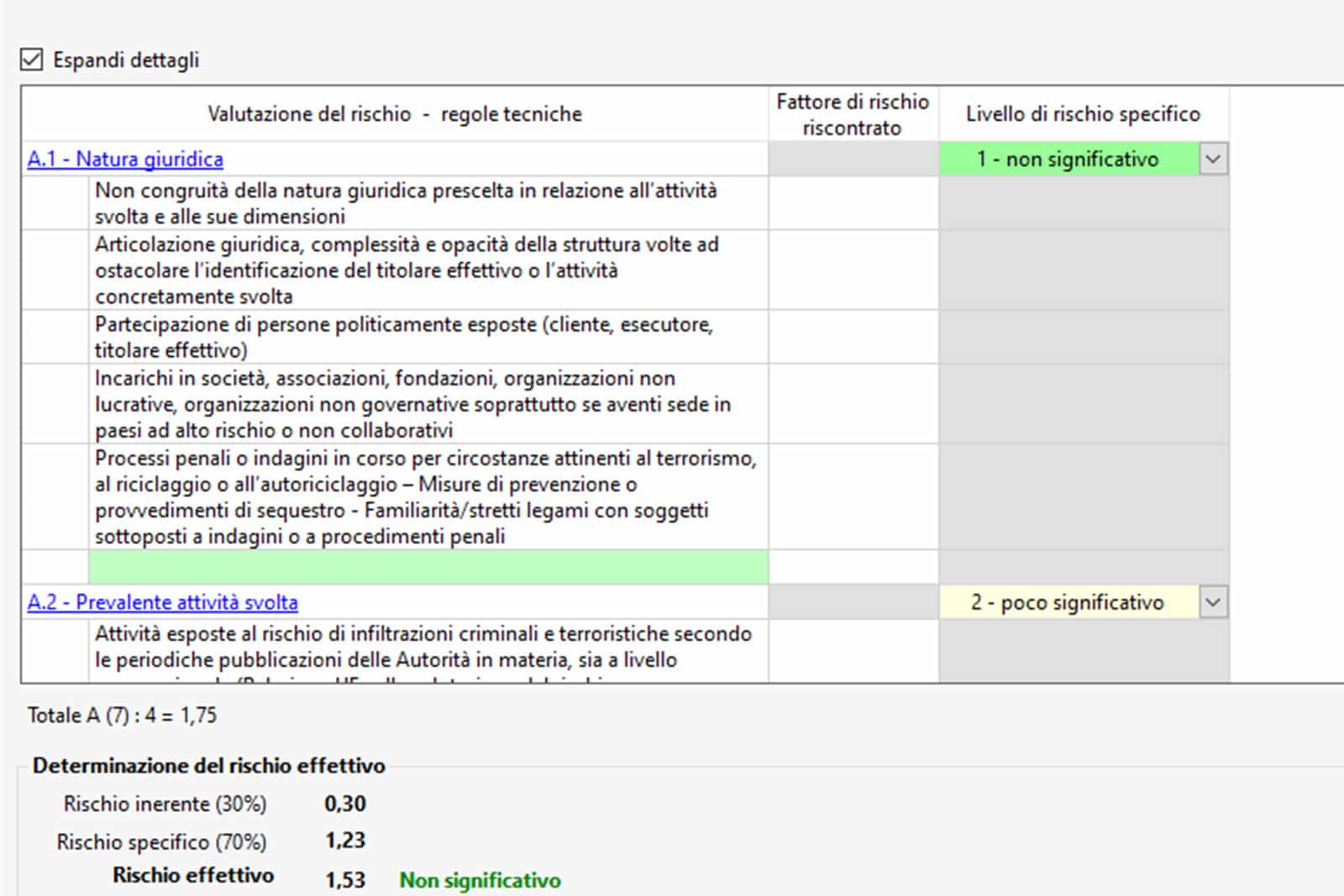 Software Antiriciclaggio - Valutazione del rischio - Spiegazioni